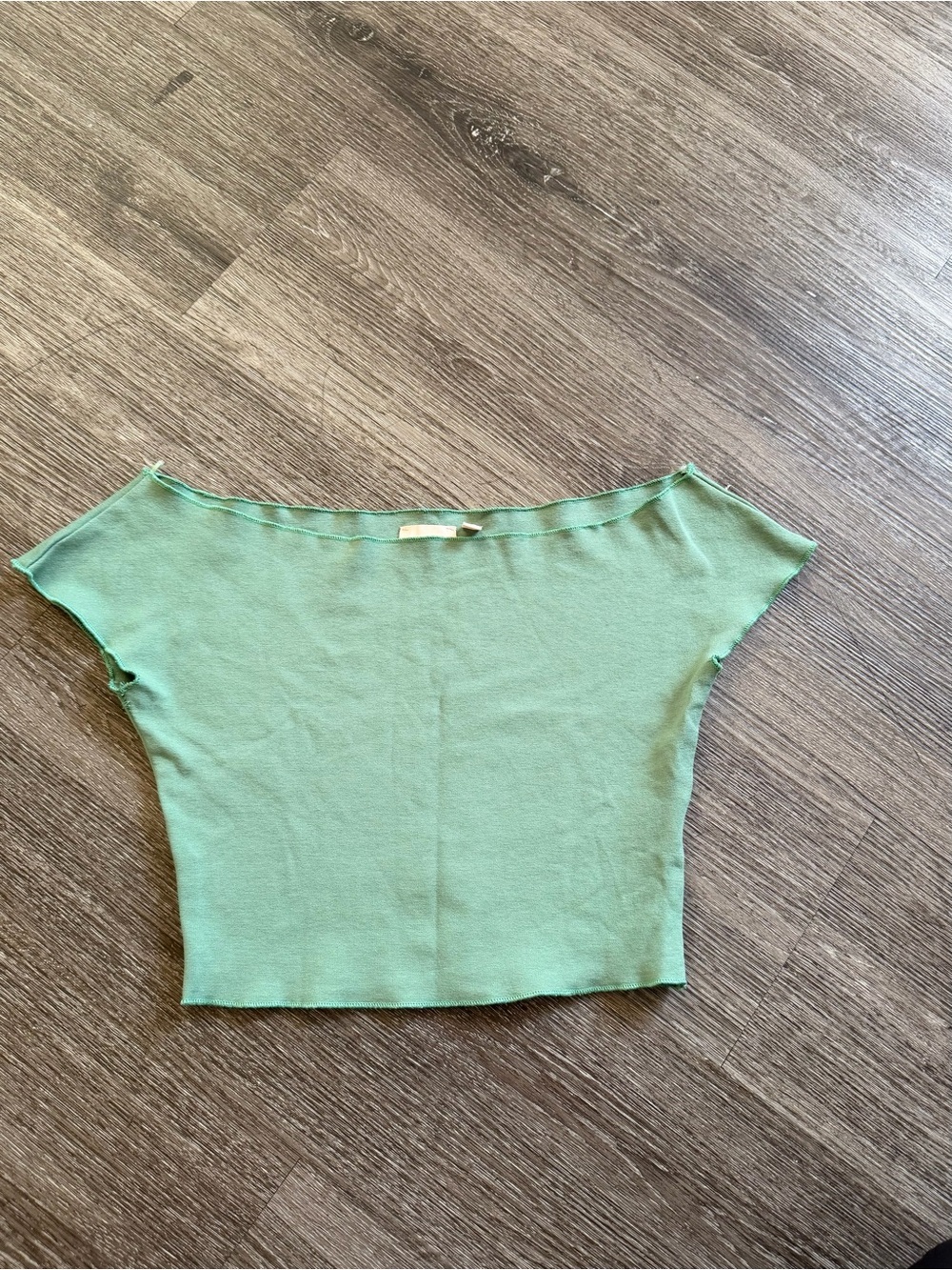 Good Luck Gem Mint Green Off-Shoulder Crop Top